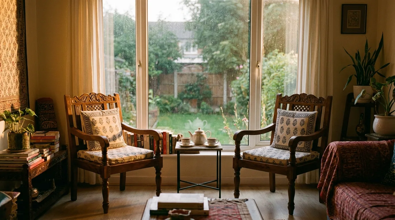 Two empty chairs facing each other, symbolizing the communication gap in a struggling marriage
