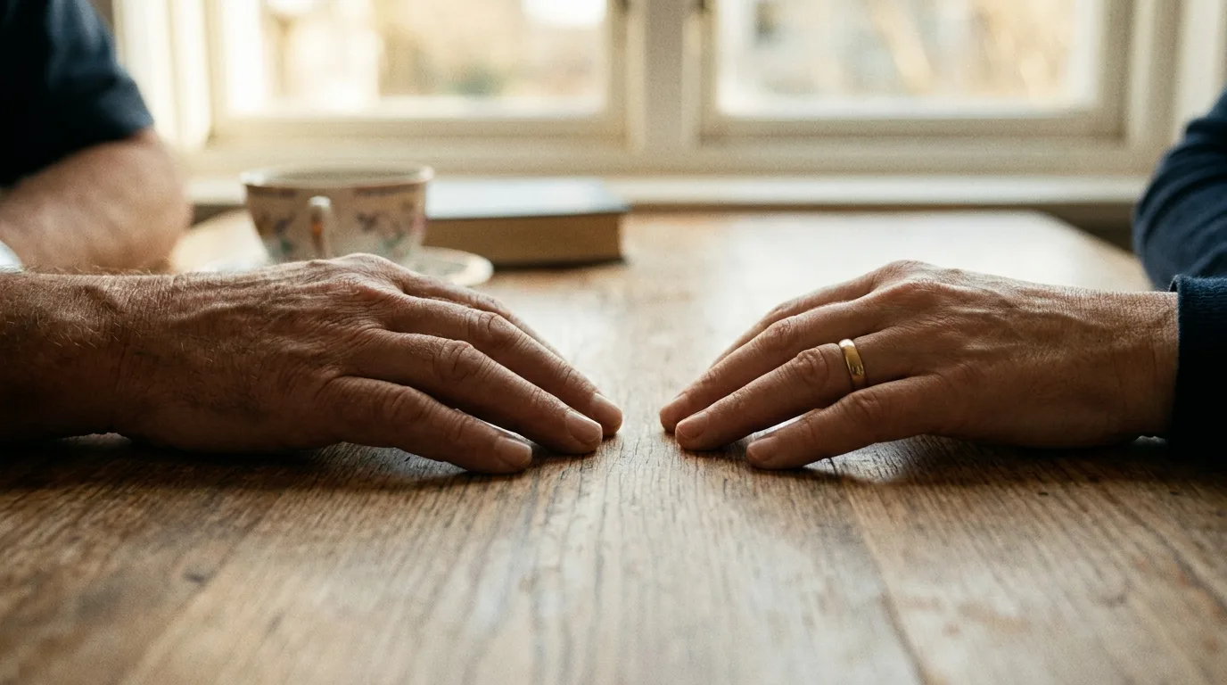 Couple sitting close but not holding hands, showing emotional distance in marriage