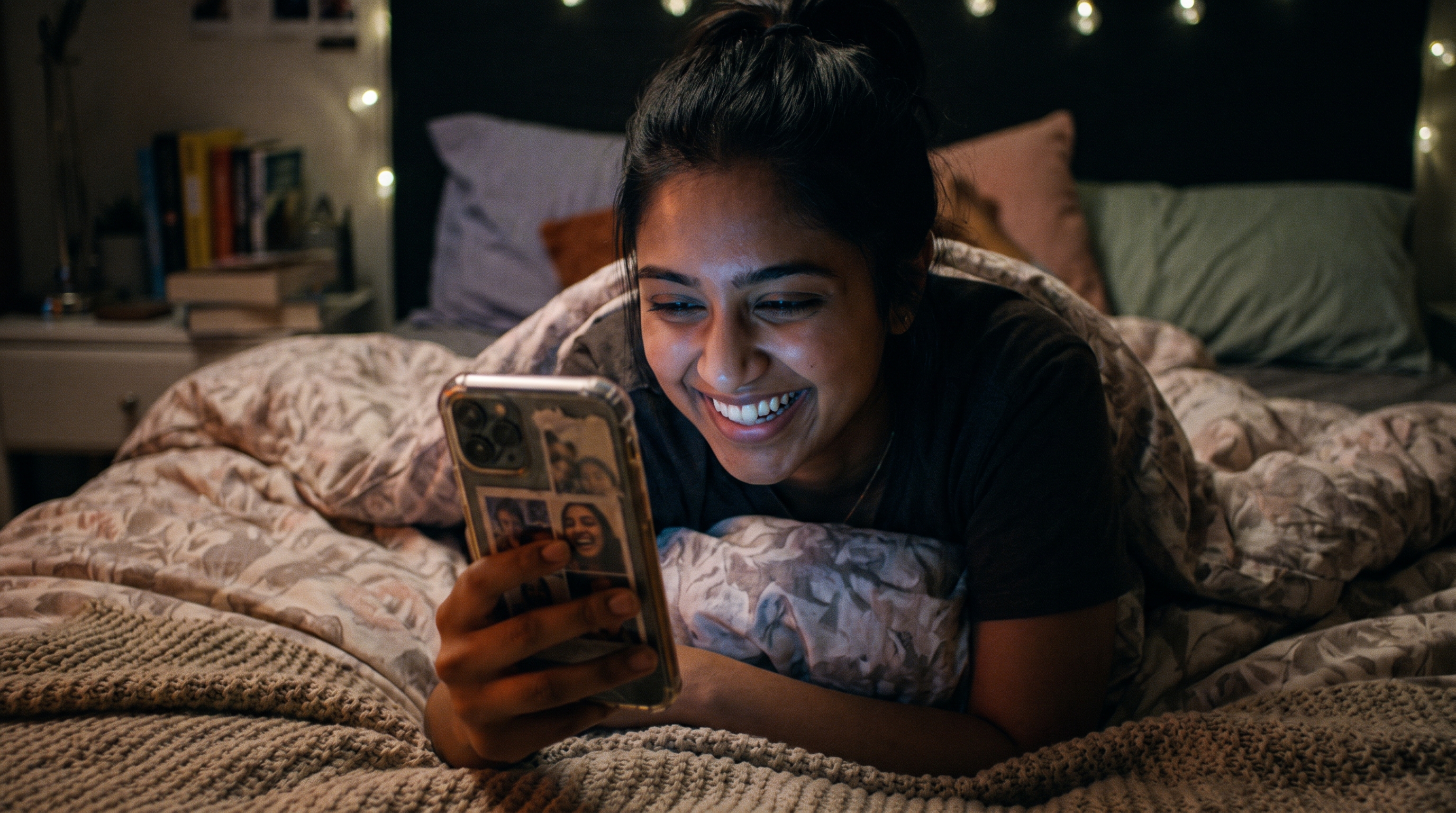 woman on video call at night in a long distance relationship