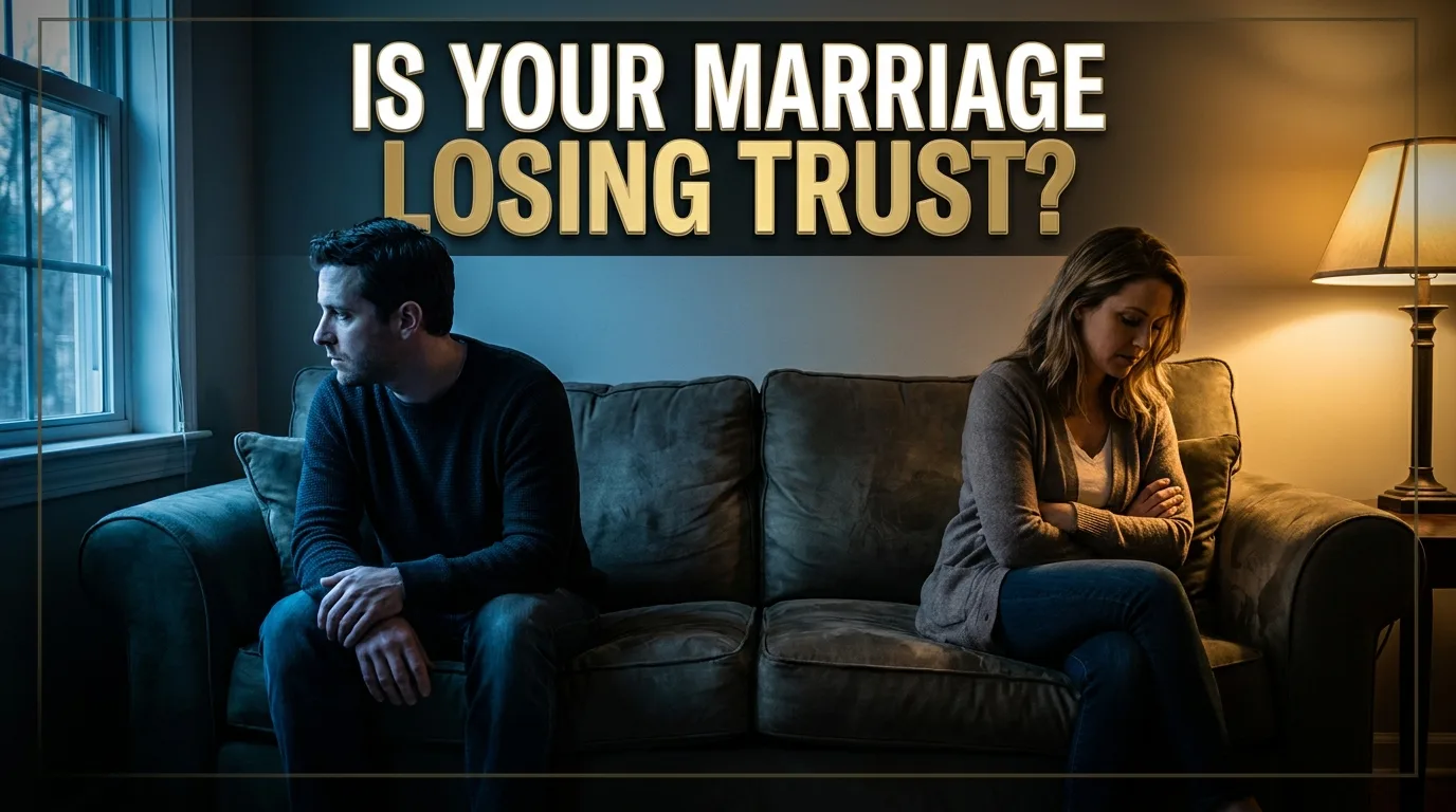 husband and wife sitting apart on couch showing trust issues in marriage
