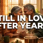 Married couple laughing together in kitchen keeping the spark alive