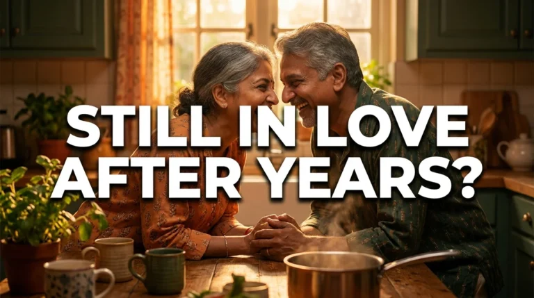 Married couple laughing together in kitchen keeping the spark alive