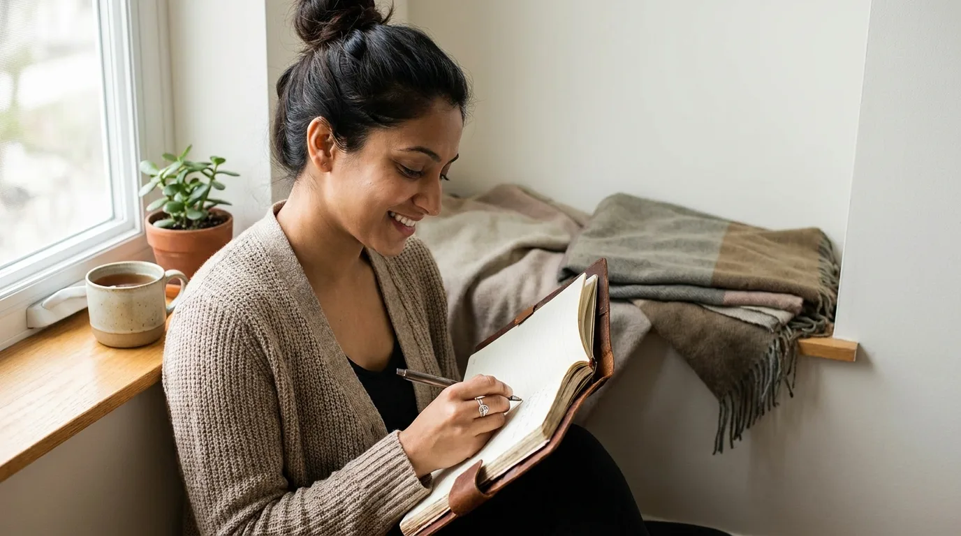 Woman reflecting and healing before opening her heart to love again