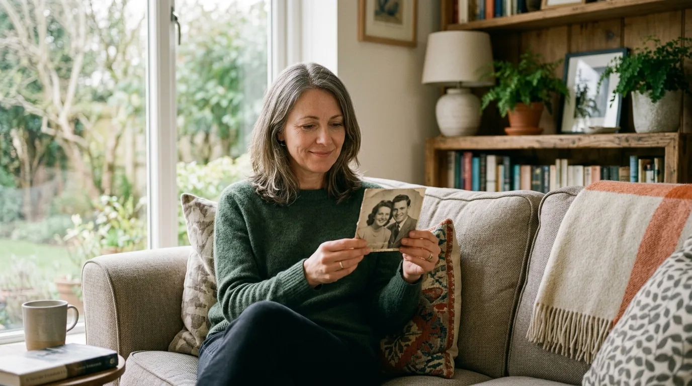 widow reflecting on memories before dating again