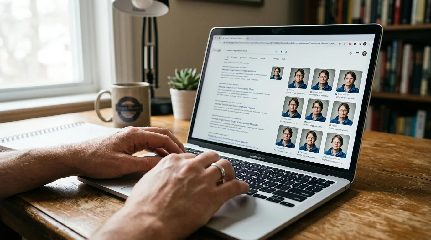 Reverse image search showing duplicate dating profile photo online