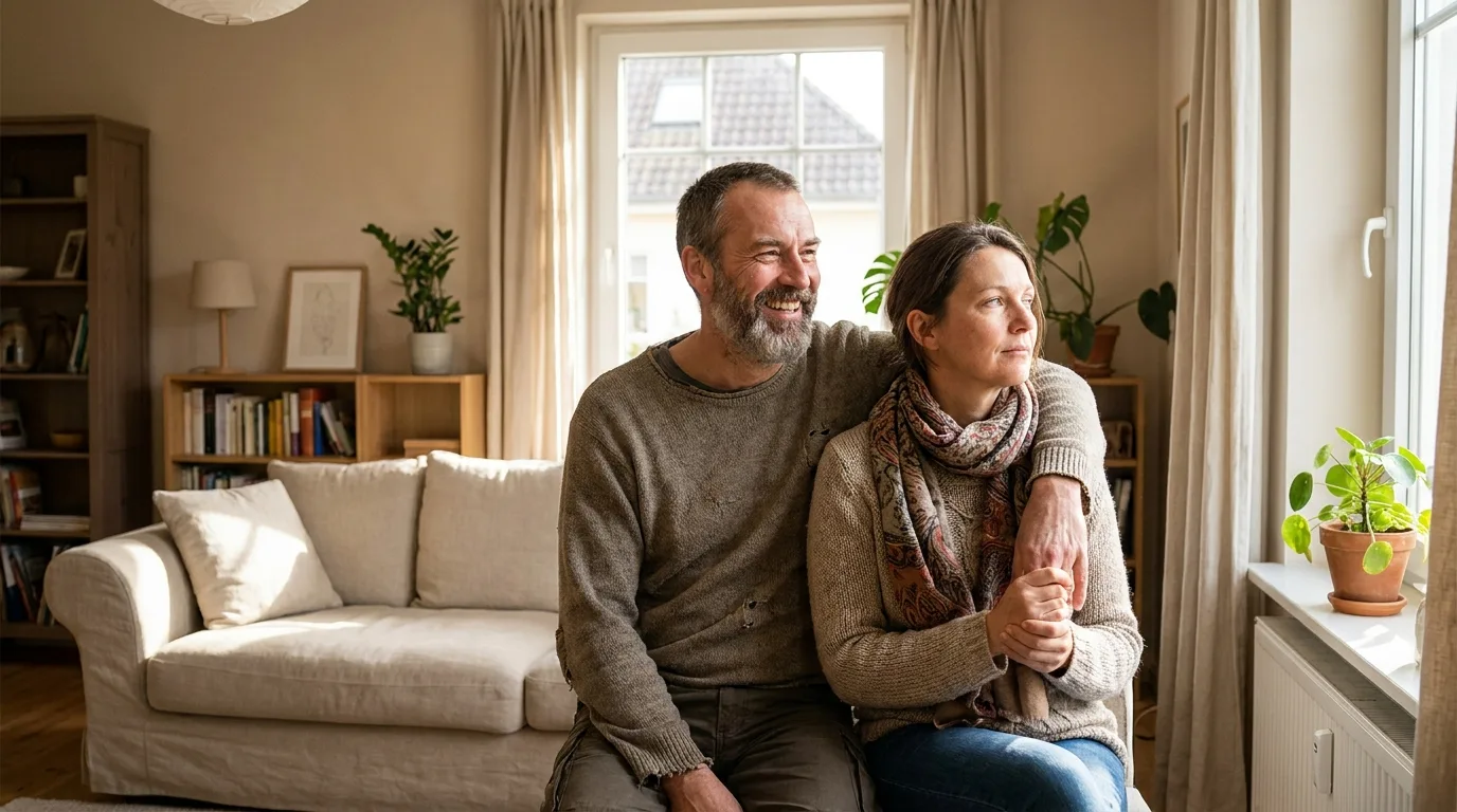 Woman feeling uncertain during a conversation with her partner
