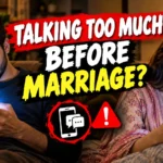 Couple looking stressed while talking on phone late at night before marriage
